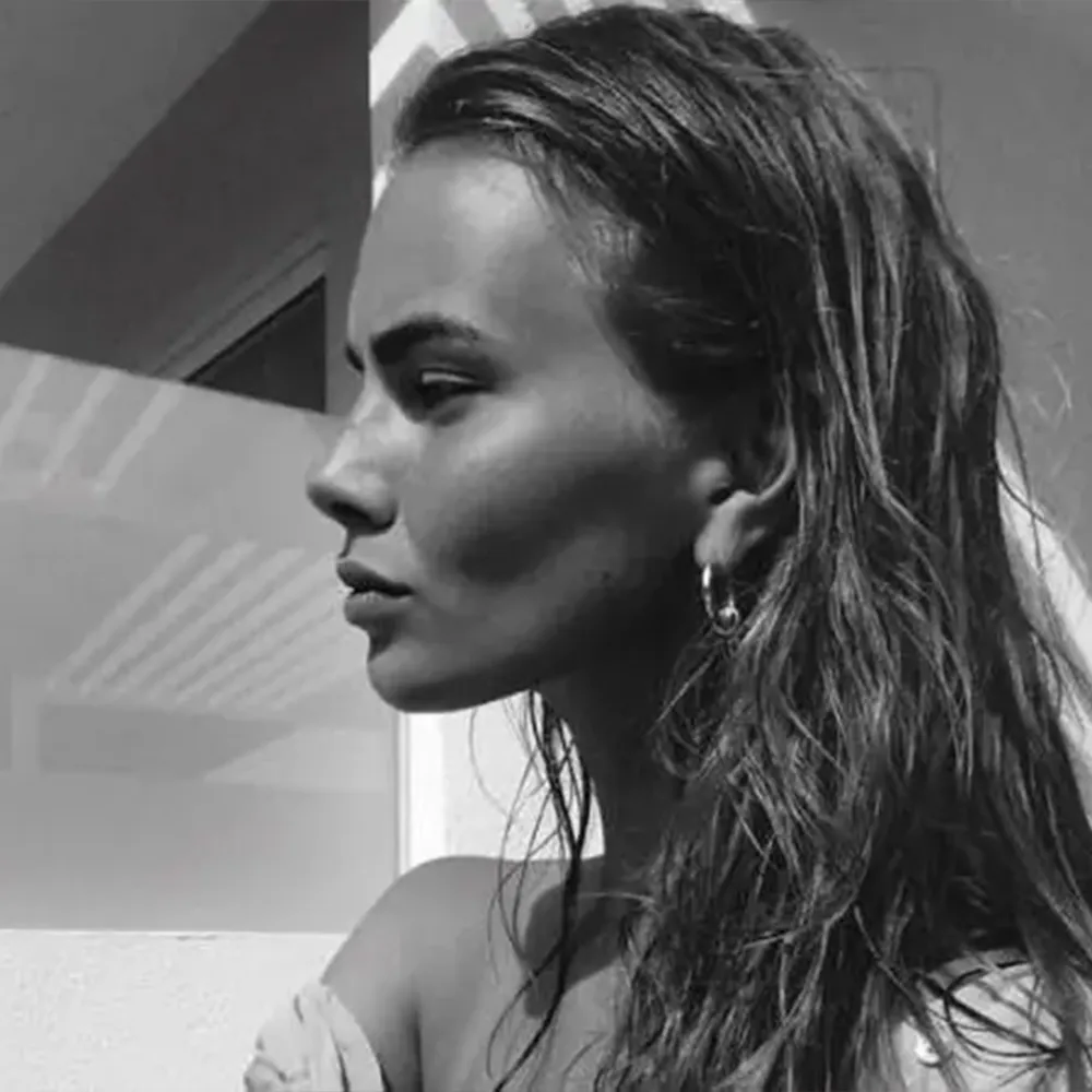 Profile view of a woman’s face.