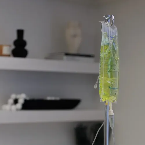 An IV bag.